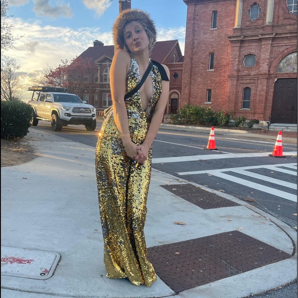 Mirrorball Jumpsuit Silver + Gold Reversible Sequin Jumpsuit by LadyJane Sequin